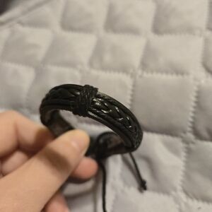 Black Braided Leather Bracelet